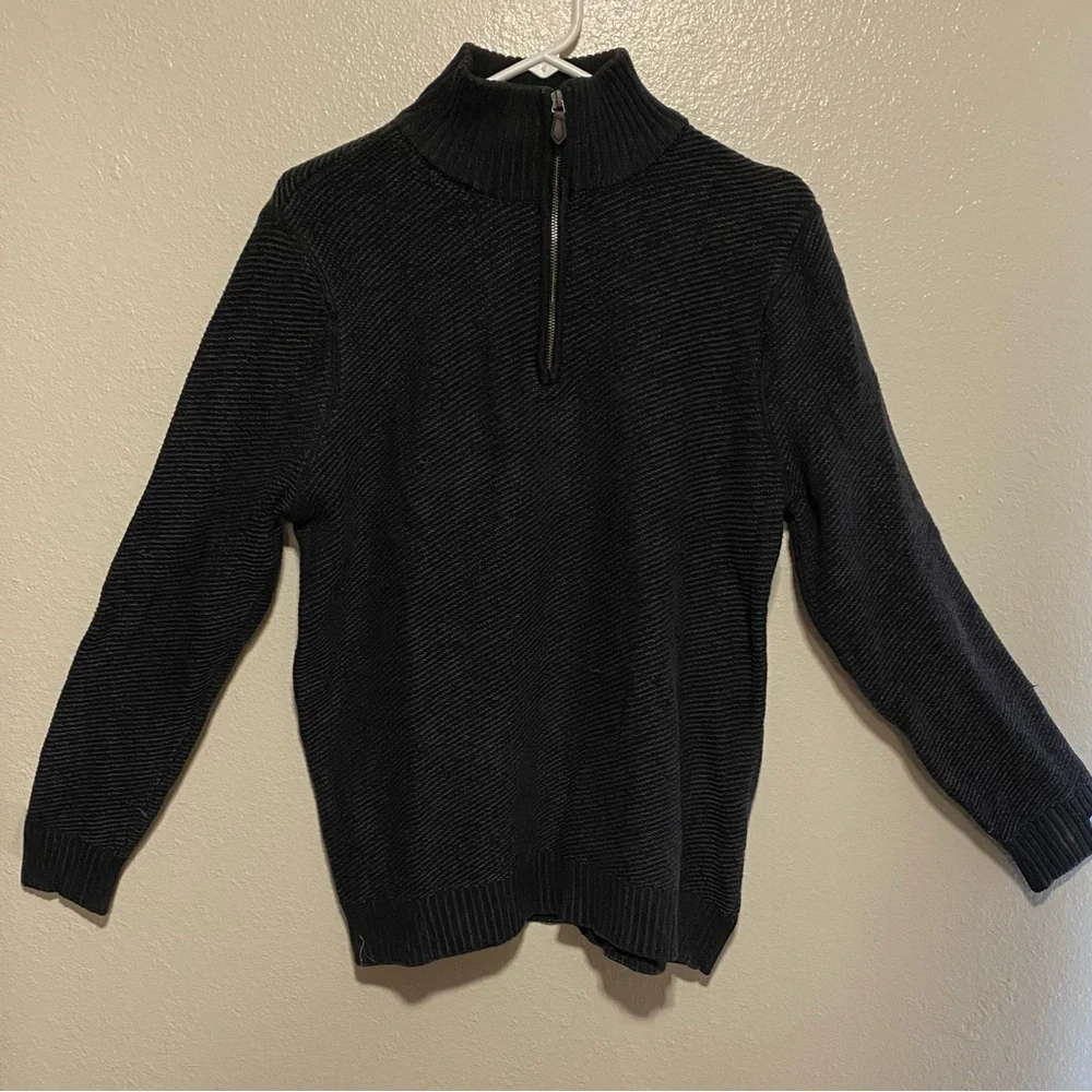 Covington Black Quarter Zip Mock Neck Sweater Men’s Medium Ribbed Pullover Knit